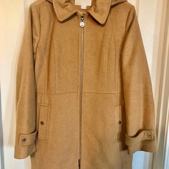 Dark Camel Michael Kors Hooded Notched-Collar Coat, Women’s PXL Created by Macys - Picture 14 of 16